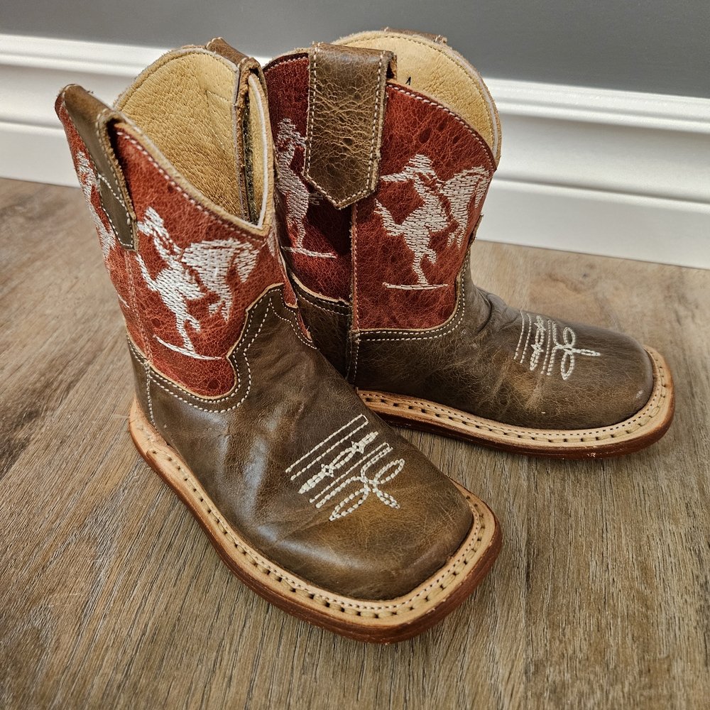 Roper Kids Brown and Red Cowboy Boots